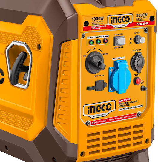 Ingco Silent Generator Suitcase Inverter Gasoline with Handle and Maximum Power 2.5kVA