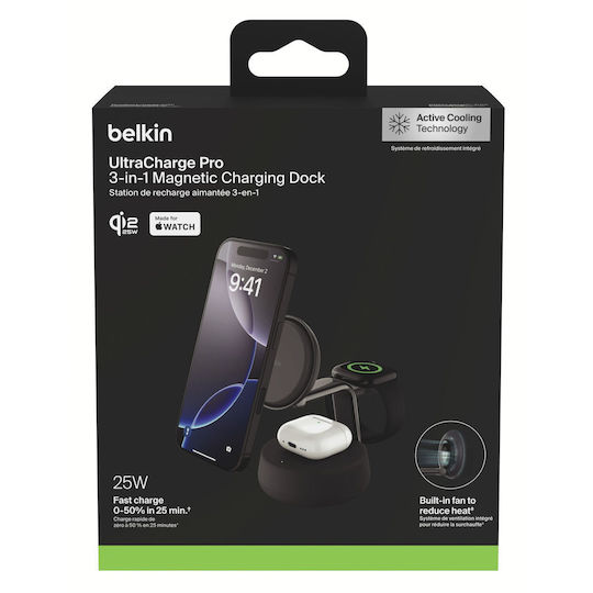 Belkin Ασύρματος Φορτιστής Qi2 25W Μαύρος (UltraCharge Pro)