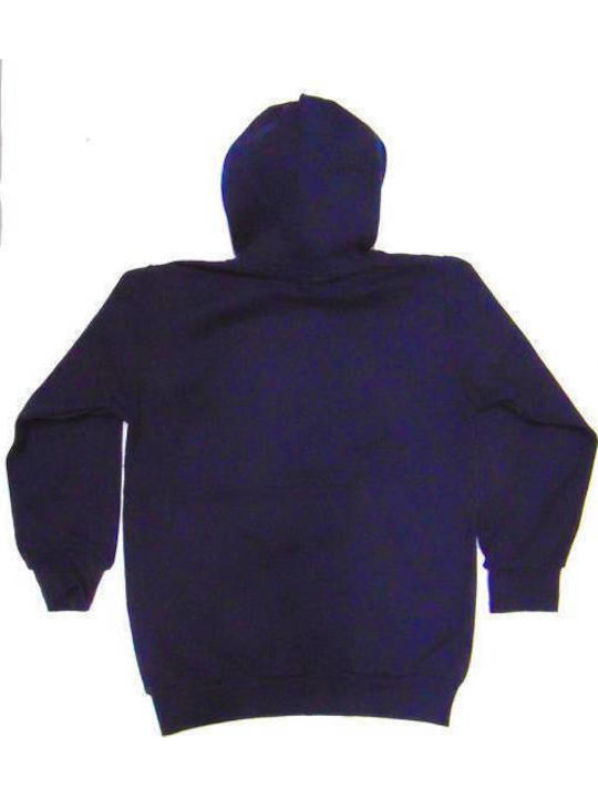 Fleece Παιδικό Φούτερ με Κουκούλα και Τσέπες Navy Μπλε