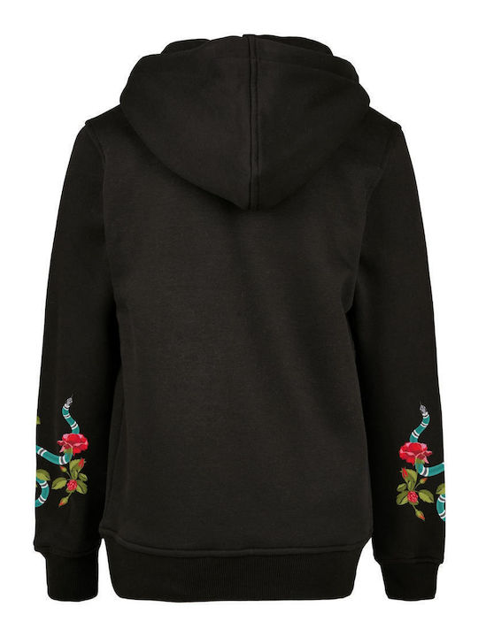 Fleece Kinder-Sweatshirt mit Kapuze und Taschen Schwarz