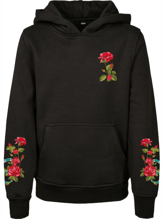 Fleece Kinder-Sweatshirt mit Kapuze und Taschen Schwarz