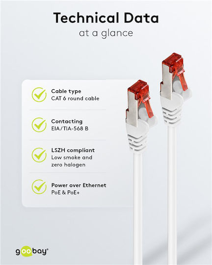 Goobay S/FTP Kat.6 Ethernet Netzwerkkabel 15m Weiß