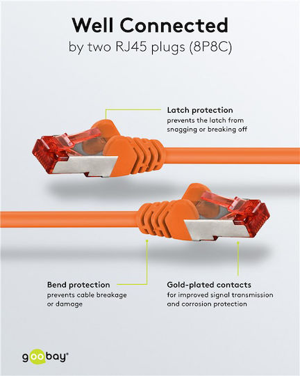 Goobay S/FTP Cat.6 Gigabit Ethernet Network Cable 0.15m Orange