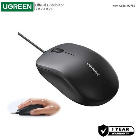 Ugreen MU007 С кабел Ергономичен Мишка Черен