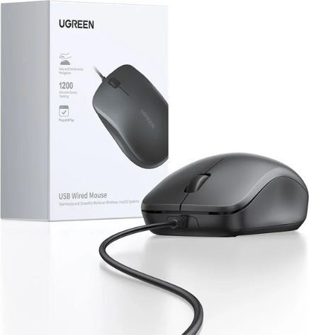 Ugreen MU007 С кабел Ергономичен Мишка Черен