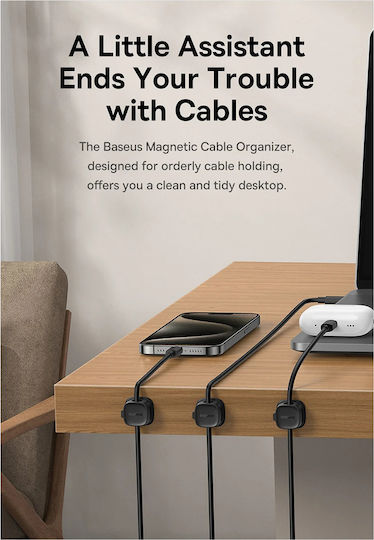 Baseus Cable Organizer Lite Series Magnetic B01331106111-00 3 Pack 3m Adhesive Black