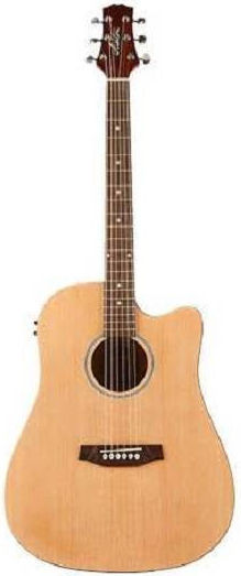 Ashton Semi-Akustik Gitarre D20CEQ Cutaway Natural Matte Ausschnitt Natürlich