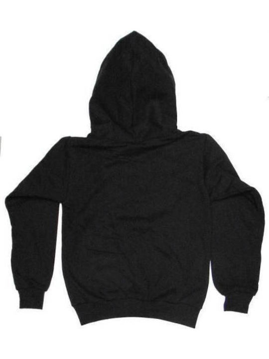 Fleece Kinder-Sweatshirt mit Kapuze und Taschen Schwarz