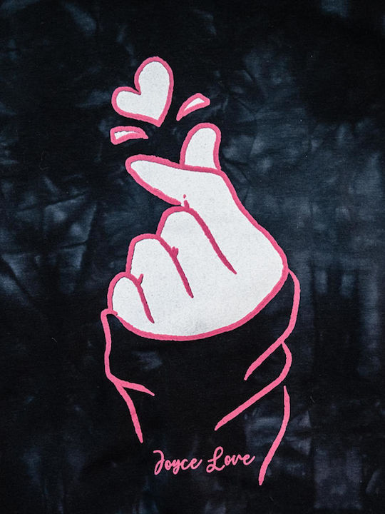 Hanorac Copii cu Glugă Negru Hand Heart