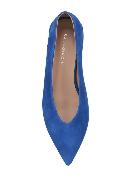 Suede Pointy Ballerinas Blue