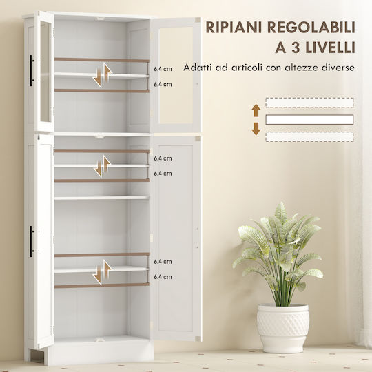 HomCom Rafturi de baie Raft Baie Lemn 60x30x170cm Albă