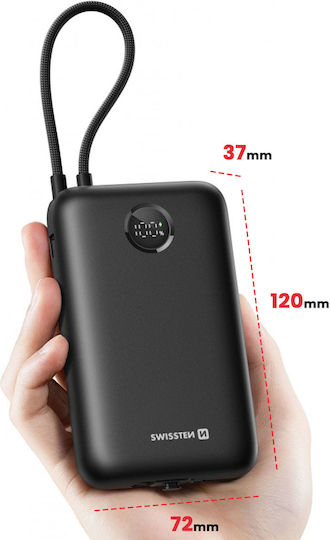 Swissten Voltbox Power Bank 30000mAh 35W με Θύρα USB-A και Θύρα USB-C Power Delivery / Quick Charge Μαύρο