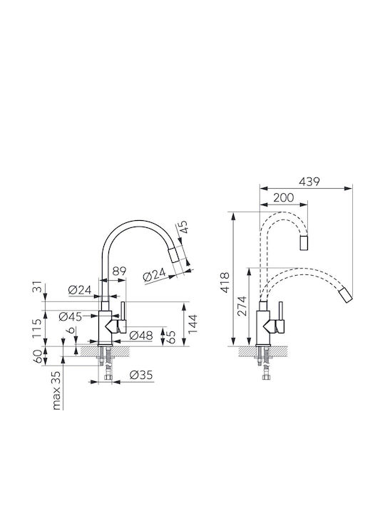 Ferro Zorba Kitchen Faucet Silver Ferro Zorba Kitchen Faucet Silver