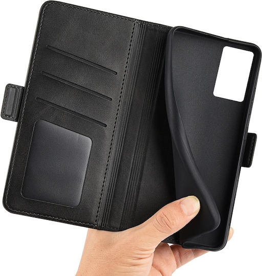Brieftasche Leder Schwarz (Vivo Y76 5G / Y76s / Y74s)