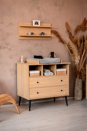 Dulap cu Sertare pentru Bebeluși cu 2 Sertare Bej 96x58x93cm