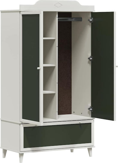 Zwei Türen Schrank mit 1 Schublade Weiß 90x45x165cm