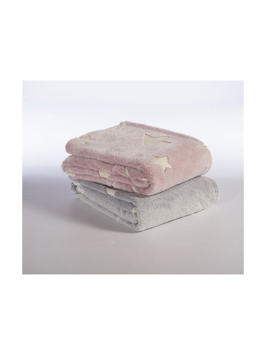 Nef-Nef Homeware Κουβέρτα Fleece Starlight Φωσφορίζουσα Pink 160x220εκ.