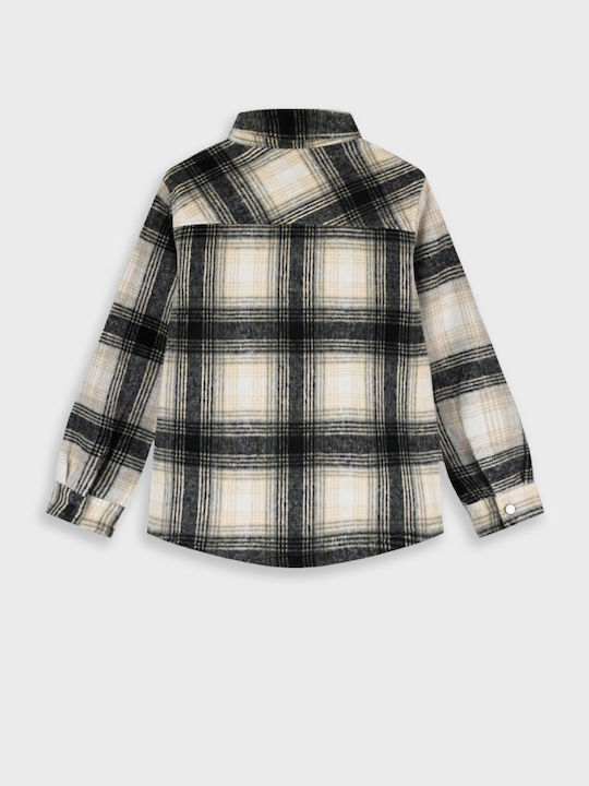 Kids Checked Shirt Long Sleeve Black