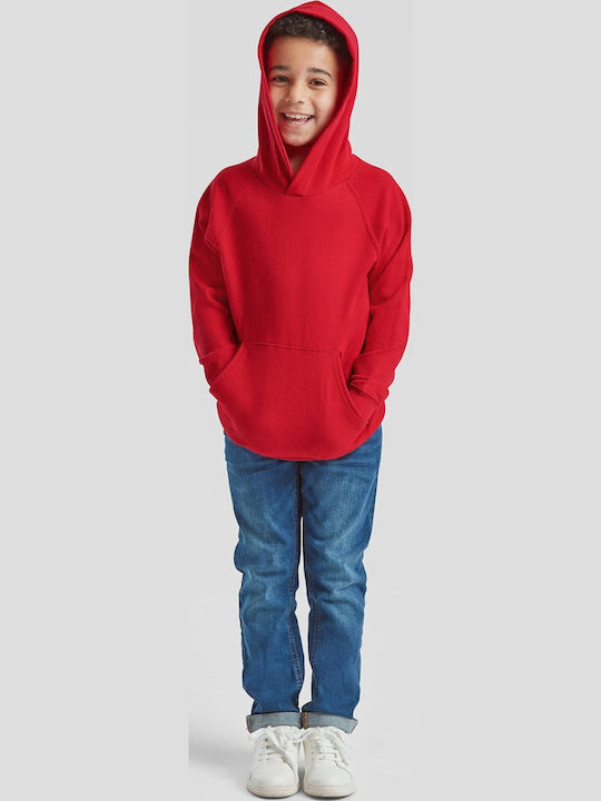 Fleece Παιδικό Φούτερ με Κουκούλα και Τσέπες Κόκκινο