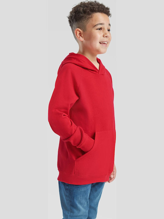 Fleece Παιδικό Φούτερ με Κουκούλα και Τσέπες Κόκκινο