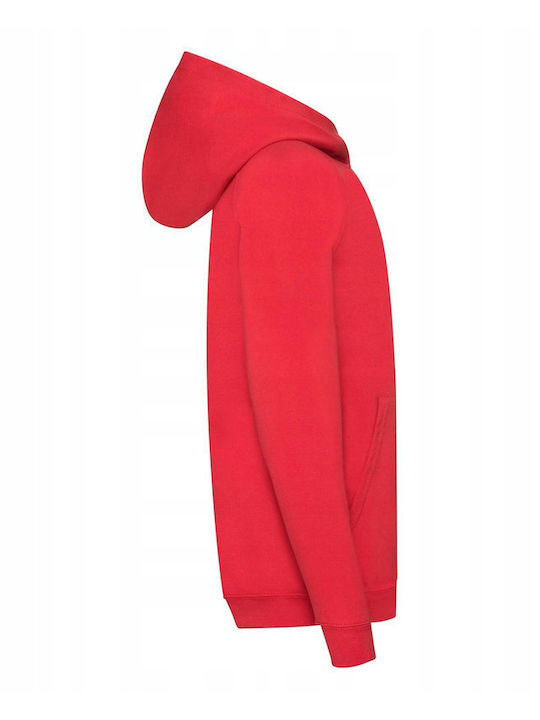 Fleece Παιδικό Φούτερ με Κουκούλα και Τσέπες Κόκκινο