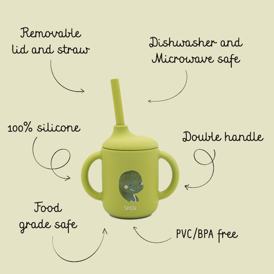Sassi Junior Pahar pentru Copii din Silicon Verde 120ml pentru 6luni+