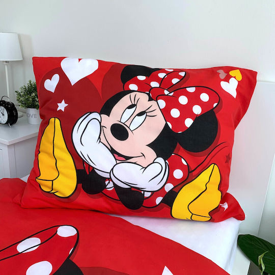 Disney Minnie Set Kids Duvet Cover Single with Pillowcase Cotton Red 140x200cm