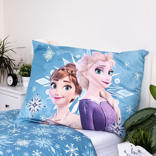 Disney Frozen Snowflake Bedding Set Kids Duvet Cover Single with Pillowcase Cotton White 100x135cm