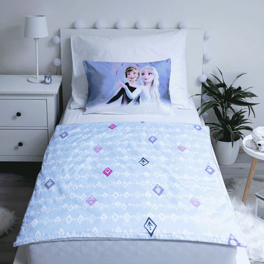 Disney Frozen Winter Wonderland Set Kinderbettbezug Einzel mit Kissenbezug Baumwolle Lila 100x135cm
