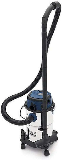 HBM Machines Wet-Dry Vacuum Cleaner 1000W with Plastic Drum 15L Grey