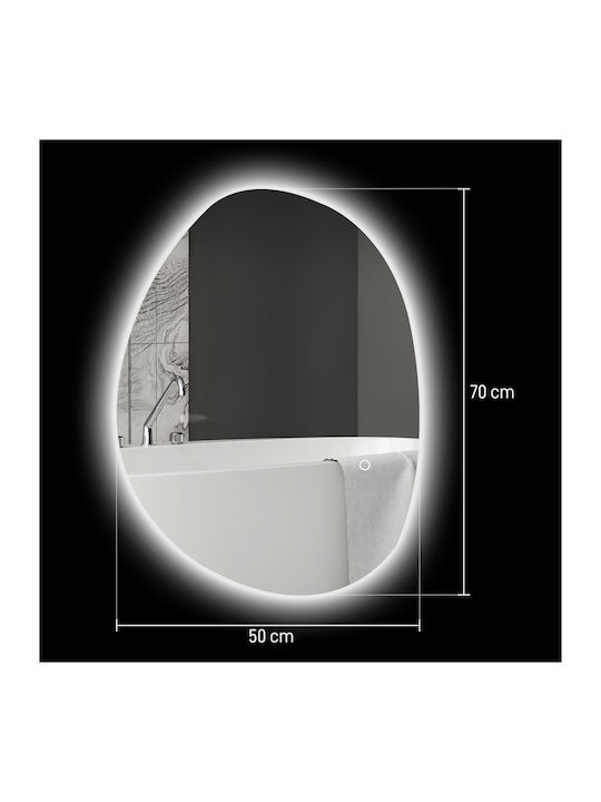 HomCom Badezimmerspiegel LED Berührung aus Kunststoff 50x70cm Silber