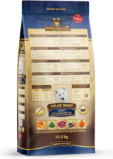 Wolfsblut 12.5kg Dry Food Grain-Free & Gluten-Free for Adult Dogs with Reindeer, Pumpkin and Potatoes