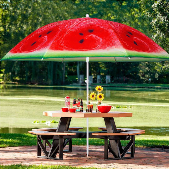 Umbrelă De Plajă Pliabilă Cu Diametru De 1.8m Multicoloră