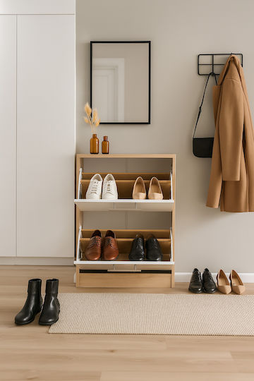 Wooden Shoe Organizer White 63x24x81.5cm