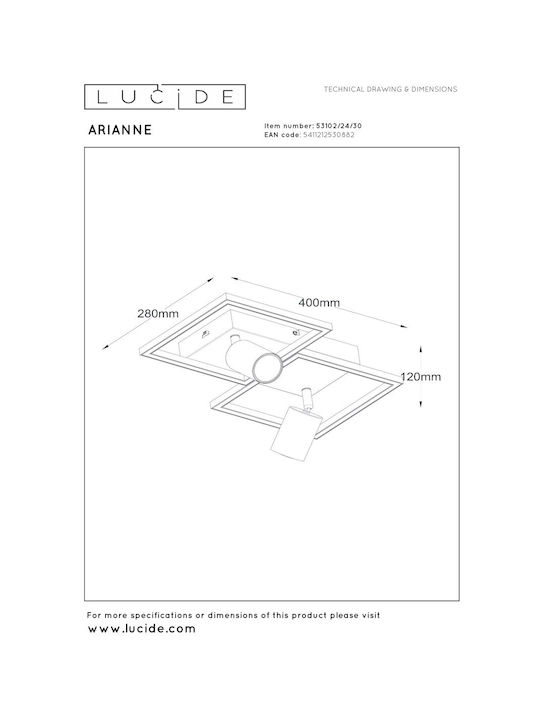 Lucide Lightning Arianne Ceiling Mount Light Black with Socket GU10