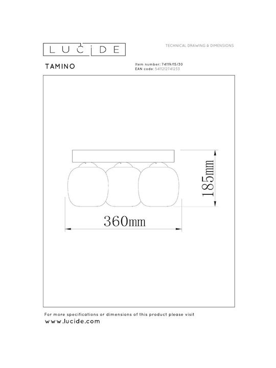 Lucide Lightning Tamino Ceiling Mount Light Black with Integrated LED