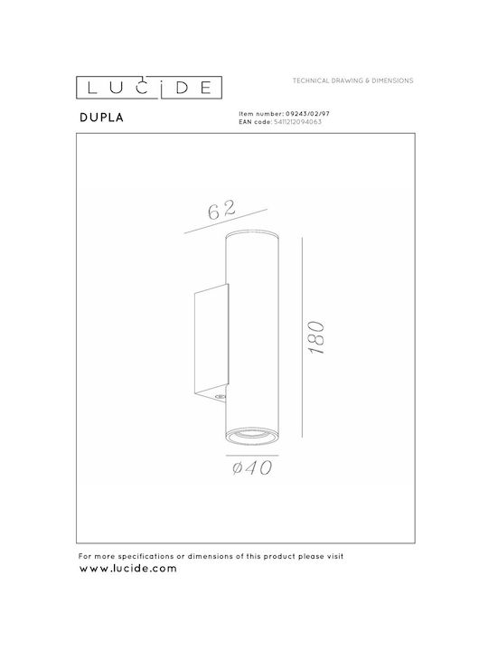 Lucide Lightning Dupla Φωτιστικό Τοίχου με Ντουί GU10 Πορτοκαλί