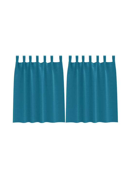 vidaXL Set Vorhänge Verdunkelung Fenster mit Obere Registerkarte Türkis 140x140cm