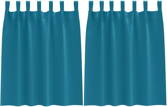 vidaXL Set Of Turquoise Blackout Window Curtains With Tab Top 140x140cm