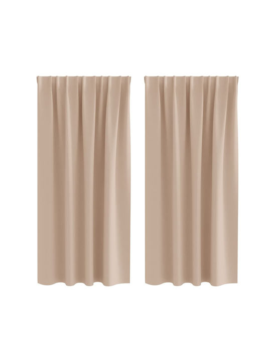 vidaXL Set Curtains Blackout Window with Pencil Pleat Brown 140x175cm