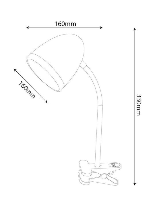 Avide Office Lamp for Socket E27 and Clip in White Color