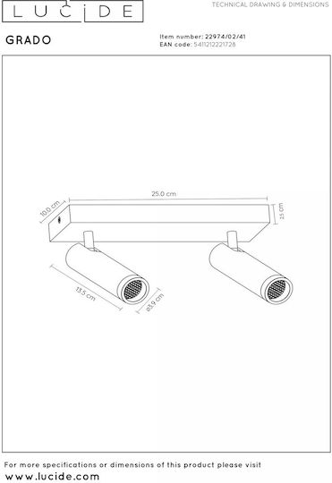 Lucide Lightning Grado Dublu Spot cu Soclu GU10 în Culoare Maro