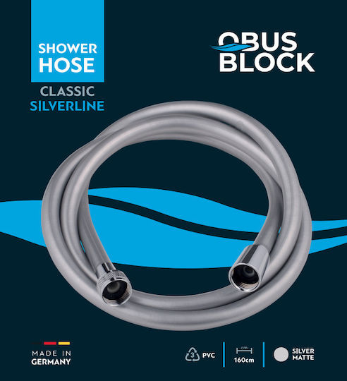 Obus Block Σπιράλ Ντουζ Πλαστικό 160cm Ασημί
