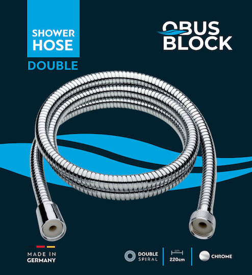 Obus Block Σπιράλ Ντουζ Μεταλλικό 220cm Ασημί