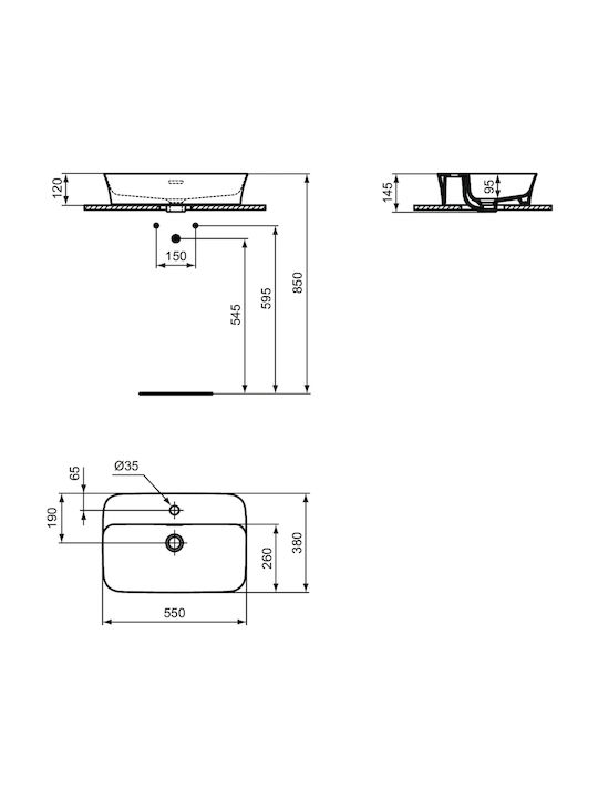Ideal Standard Ipalyss Надеждна мивка Порцелан 55x38x14.5см Розов