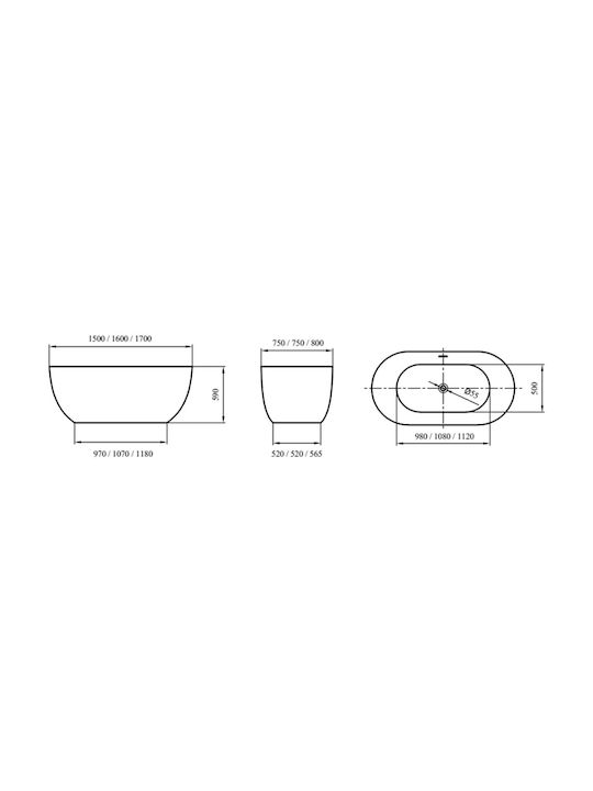 Karag Danae Acrylic Freestanding Bathtub 160x75cm