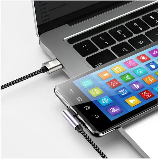 Techly Braided USB 2.0 Cable USB-C male - USB-A / USB-C PD Ασημί 1m MU2AC9-010-AL