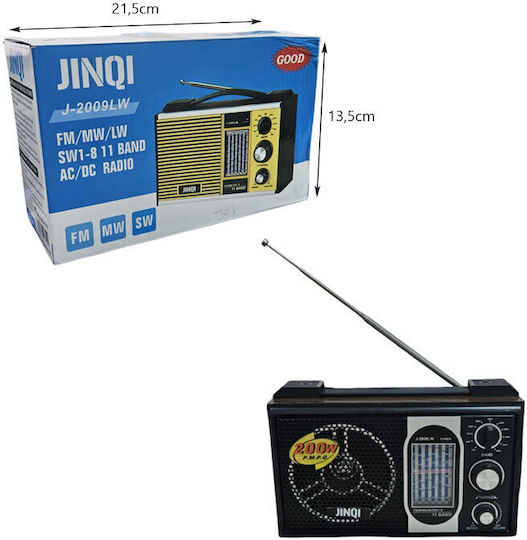 Jinqi J-2009LW Retro Επιτραπέζιο Ραδιόφωνο Μπαταρίας Μαύρο