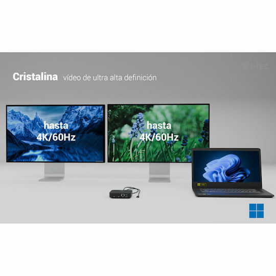 i-tec USB-C Docking Station with HDMI 4K PD Ethernet and Support for 2 Monitors Black (C31DUALHDMIDPD100)
