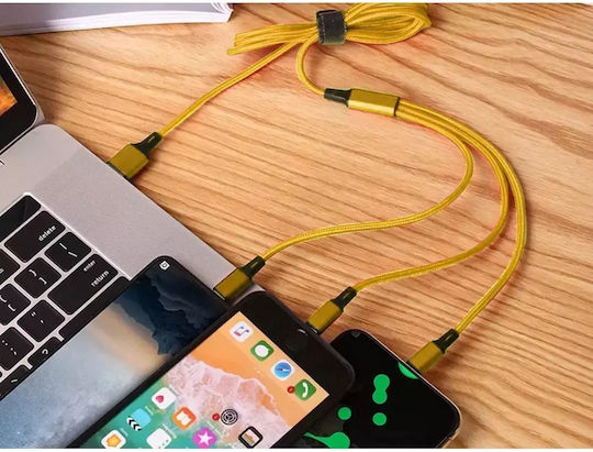 Verk Group USB към micro USB / Type-C / Lightning Кабел 2.1Спецификация Златист 1.2м